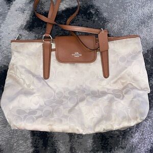 Coach Beige and Brown Shoulder Bag